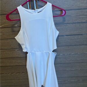 Belongsci White Sleeveless Cutout Fit & Flare Dress Size S